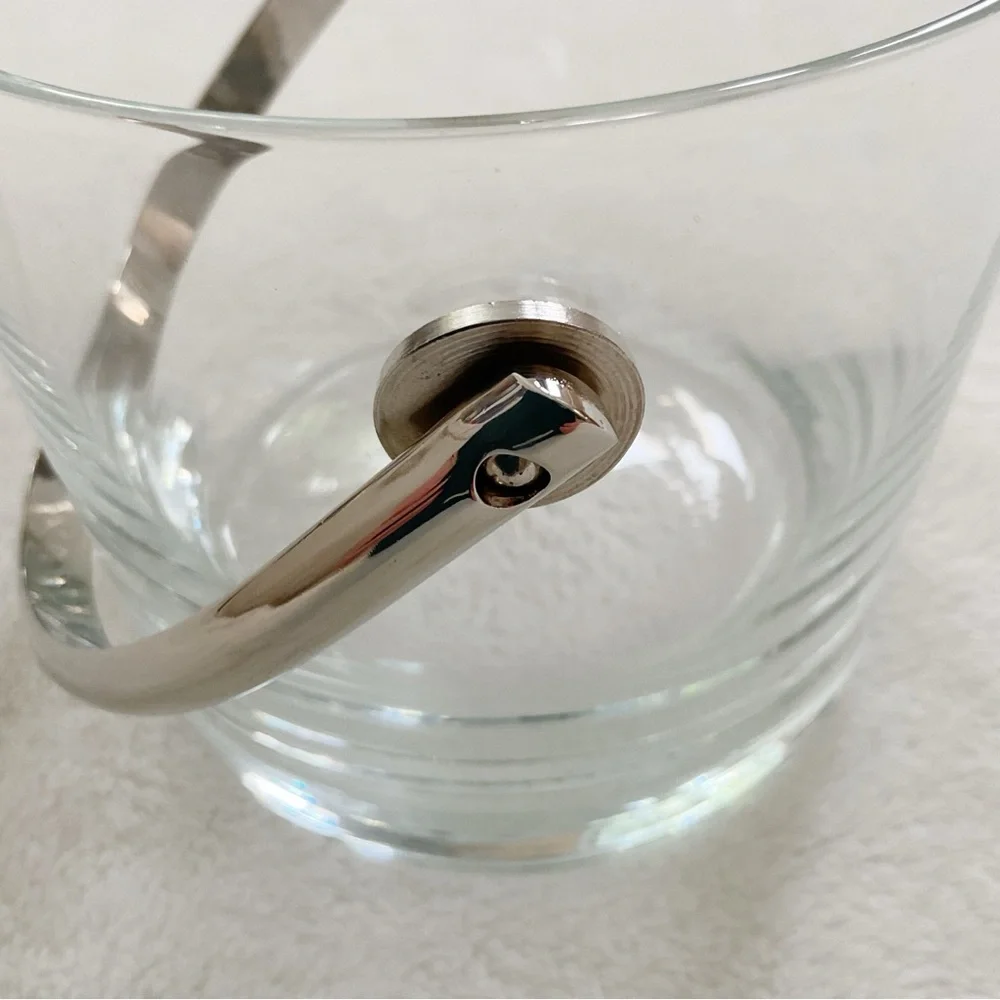 Schott Zwiesel Crystal Ice Bucket Chrome Handle Germany Vintage MCM